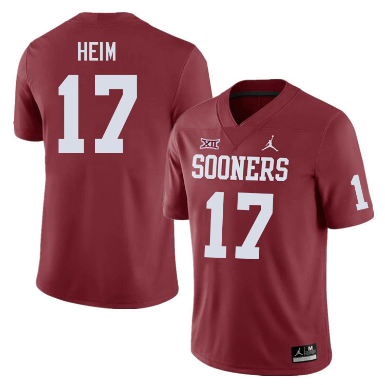 Oklahoma Sooners #17 Taylor Heim College Football Jerseys Stitched Sale-Crimson